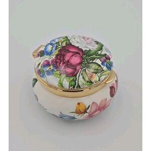 White Pink Rose Floral AVONDALE‎ pill jewelry trinket Fine China BOX England
